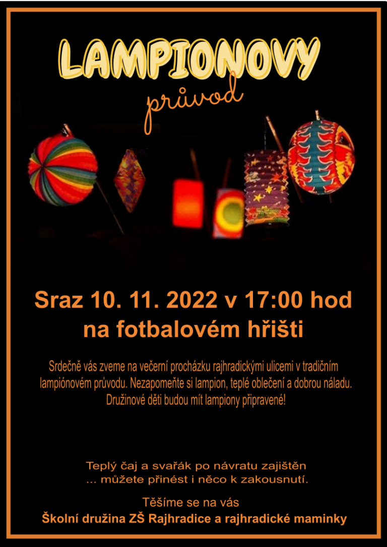 Lampionový průvod ZŠ Rajhradice